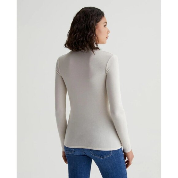 NWOT AG ADRIANO GOLDSCMIED Chels Ivory Dust Jersey Turtleneck T-Shirt, Size S - Picture 4 of 14